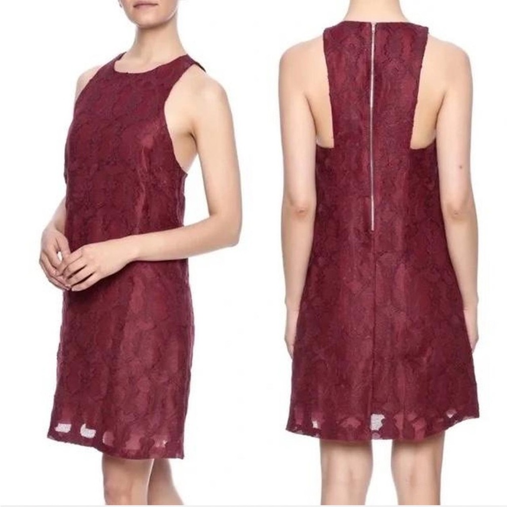 Everly burgundy Lace Backless Dress